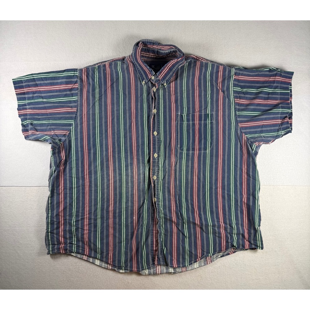 VTG 90s Honors Striped Short Sleeve Button Down Shirt Mens Size 3XL Casual Retro